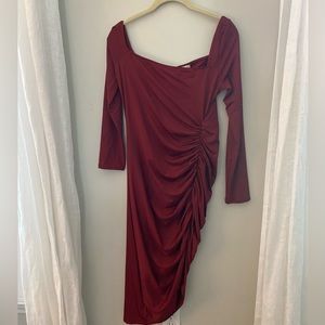 ASTR the Label Winnetka Asymmetric Off the Shoulder Long Sleeve Sheath Dress